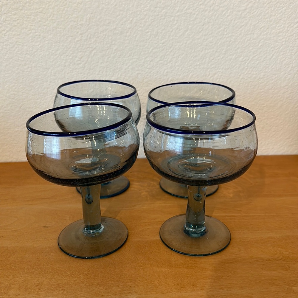 Vintage hand blown margarita glasses | Set of four